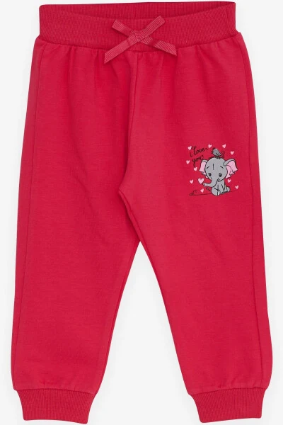 Baby Girl Sweatpants Baby Elephant Print 6 Months-2 Years, Fuchsia - 4