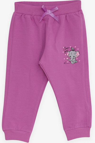 Baby Girl Sweatpants Baby Elephant Print 6 Months-2 Years, Lilac - 4