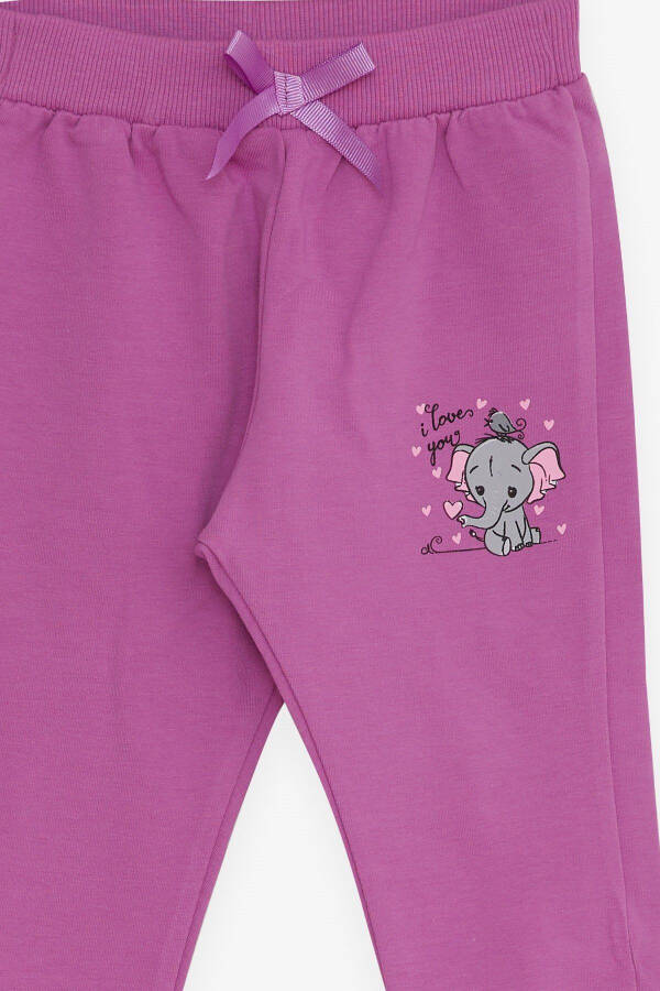 Baby Girl Sweatpants Baby Elephant Print 6 Months-2 Years, Lilac - 3