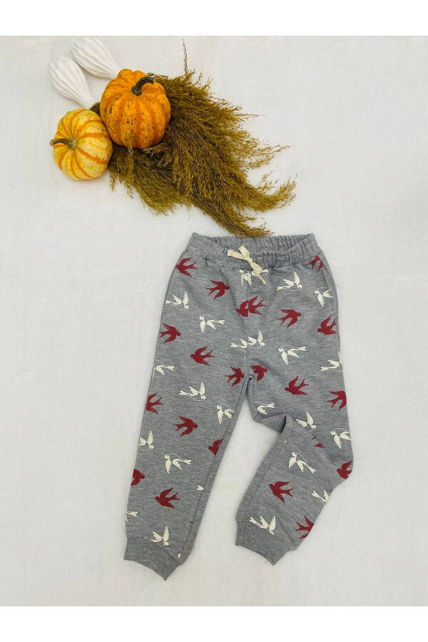 Baby Girl Sweatpants Grey Patterned 1/2/3/4 Years Pants - 1