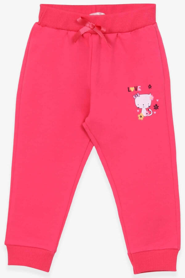 Baby Girl Sweatpants with Cat Print 6 Months-2 Years, Coral - 4