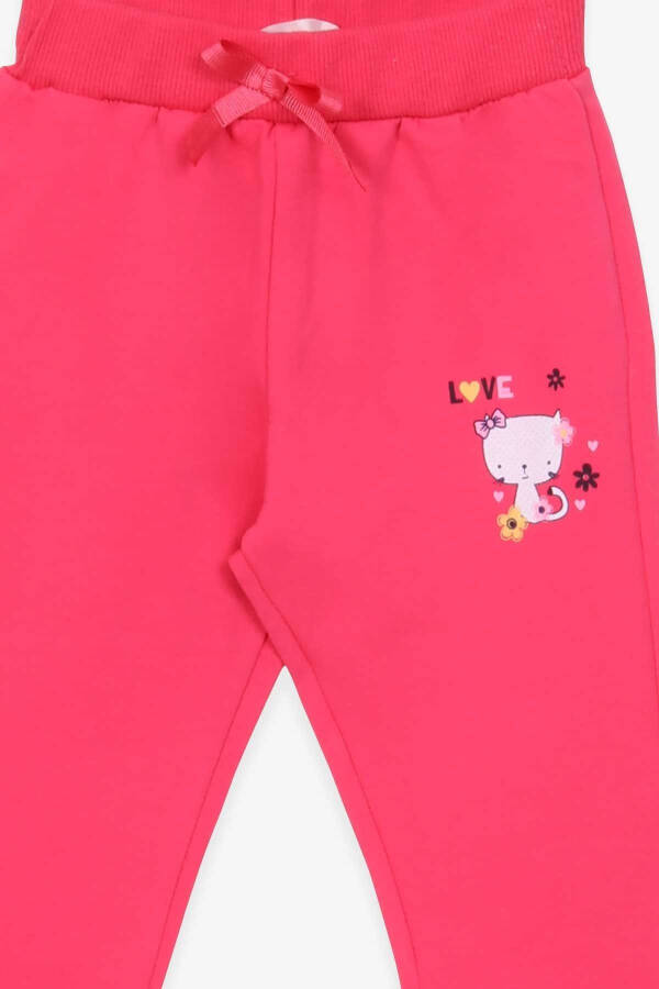 Baby Girl Sweatpants with Cat Print 6 Months-2 Years, Coral - 5