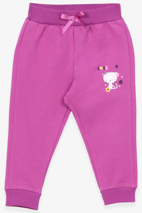 Baby Girl Sweatpants with Cat Print 6 Months-2 Years, Lilac - 5