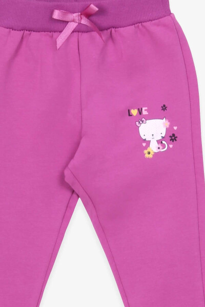 Baby Girl Sweatpants with Cat Print 6 Months-2 Years, Lilac - 6