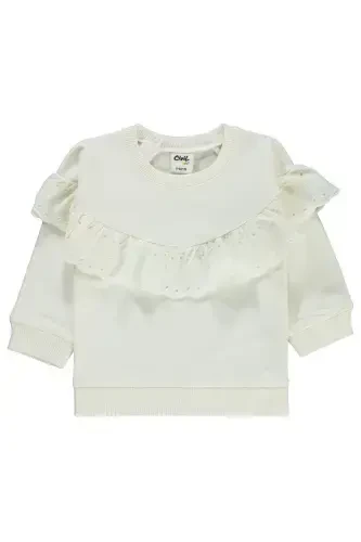 Baby Girl Sweatshirt 6-18 Months Ecru-Ecru - 1