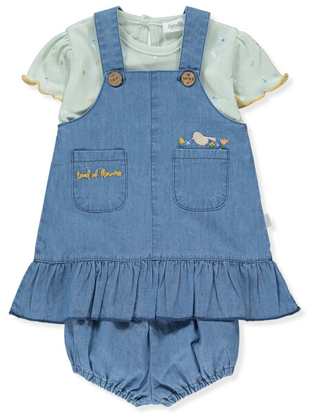 Baby Girl T-shirt and Jean Romper Dress 2 Piece Set - 4