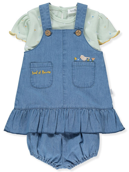 Baby Girl T-shirt and Jean Romper Dress 2 Piece Set - 1