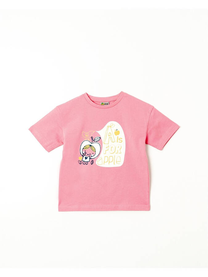 Baby Girl T-Shirt with Bike Print and Crew Neck - 4