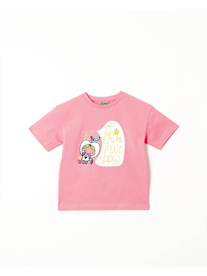 Baby Girl T-Shirt with Bike Print and Crew Neck - 1