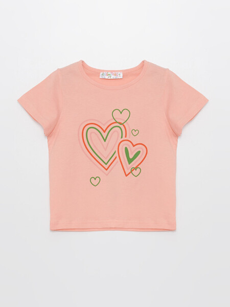 Baby Girl T-Shirt with Bike Print and Crew Neck - 1