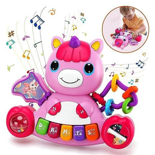 Baby Girl Toys 6 to 12 Months, Unicorn Baby Piano Musical Light Infant Toys 6 9 12 18 Months-Toddler Old Baby Music Toys Early Education Birthday Gift for 1 Year Old Girls Purple - 1