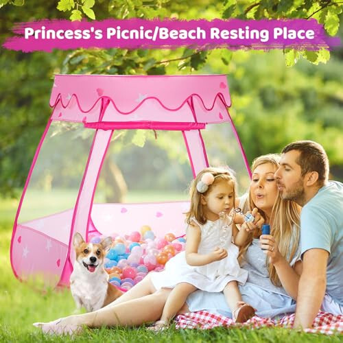 Baby Girl Toys for 1 2 3 Year Old Birthday Gift, Pop Up Princess Tent with Star Lights for 6 12 18 Months Babies, Ball Pits for Toddlers 1-3 with Carrying Bag, Play Tent for Kids Indoor|Outdoor - 4