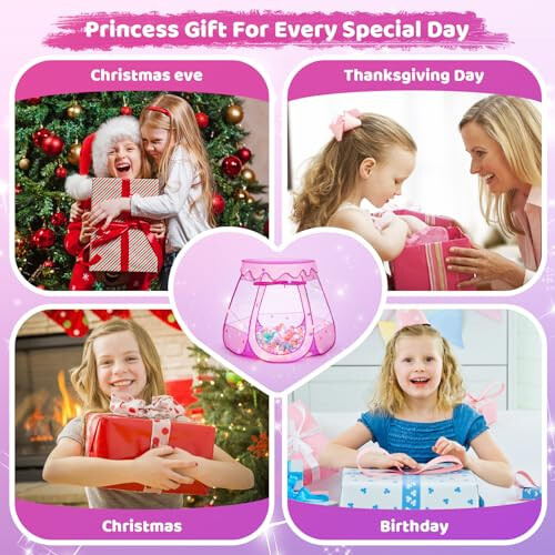 Baby Girl Toys for 1 2 3 Year Old Birthday Gift, Pop Up Princess Tent with Star Lights for 6 12 18 Months Babies, Ball Pits for Toddlers 1-3 with Carrying Bag, Play Tent for Kids Indoor|Outdoor - 5