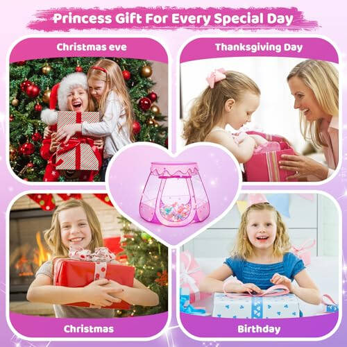 Baby Girl Toys for 1 2 3 Year Old Birthday Gift, Pop Up Princess Tent with Star Lights for 6 12 18 Months Babies, Ball Pits for Toddlers 1-3 with Carrying Bag, Play Tent for Kids Indoor|Outdoor - 5