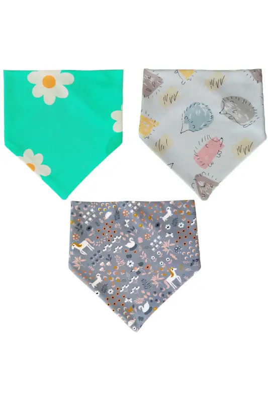 Baby Girl Triangle Scarf Knitted Drool and Bib 10 Pieces - 2