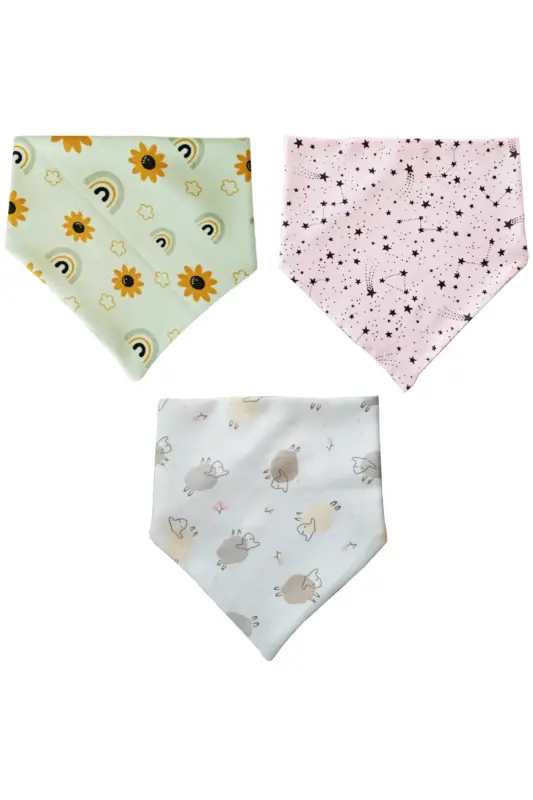 Baby Girl Triangle Scarf Knitted Drool and Bib 10 Pieces - 3