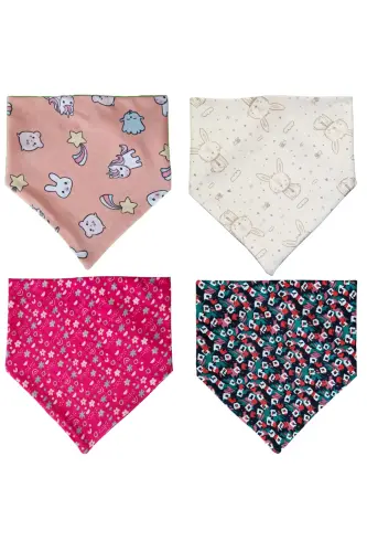 Baby Girl Triangle Scarf Knitted Drool and Bib 10 Pieces - 6