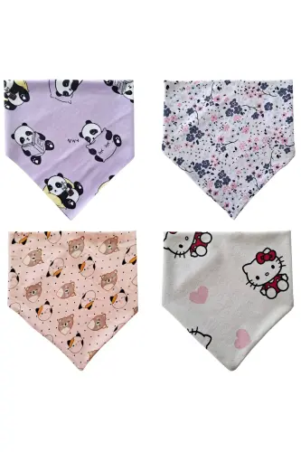 Baby Girl Triangle Scarf Knitted Drool and Feeding Bib 10 Pieces - 2