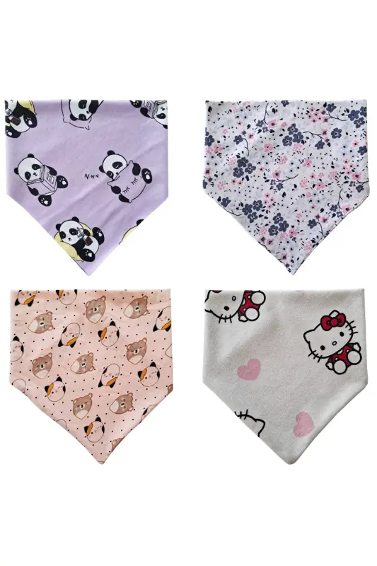 Baby Girl Triangle Scarf Knitted Drool and Feeding Bib 10 Pieces - 2