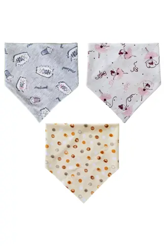 Baby Girl Triangle Scarf Knitted Drool and Feeding Bib 10 Pieces - 3