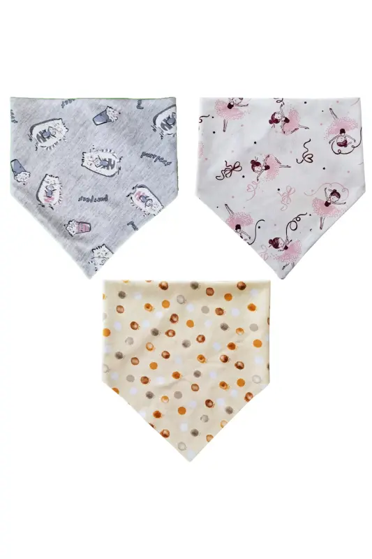 Baby Girl Triangle Scarf Knitted Drool and Feeding Bib 10 Pieces - 3