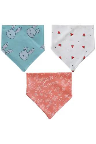 Baby Girl Triangle Scarf Knitted Drool and Feeding Bib 10 Pieces - 4