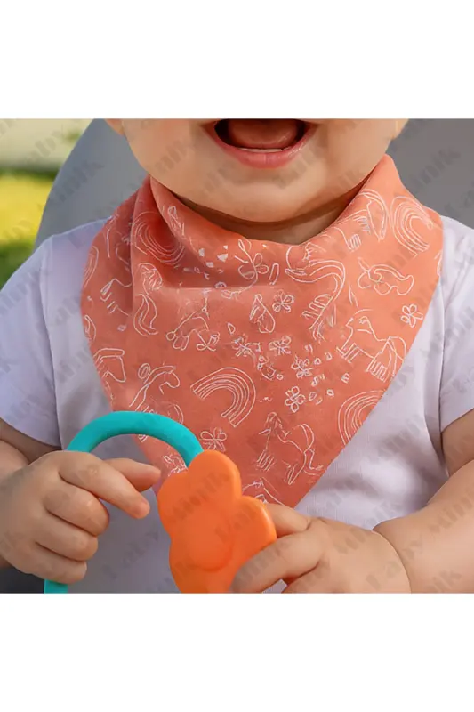 Baby Girl Triangle Scarf Knitted Drool and Feeding Bib 10 Pieces - 5