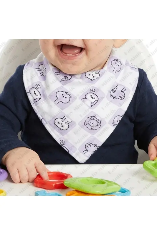 Baby Girl Triangle Scarf Knitted Drool and Feeding Bib 10 Pieces - BABY MINIK