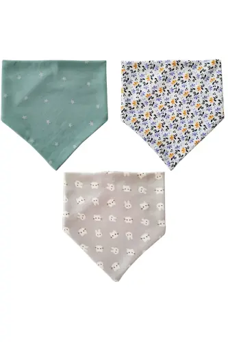 Baby Girl Triangle Scarf Knitted Drool and Feeding Bib 10 Pieces - BABY MINIK (1)