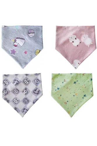 Baby Girl Triangle Scarf Knitted Drool and Feeding Bib 10 Pieces - 3