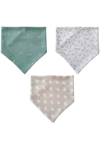 Baby Girl Triangle Scarf Knitted Drool and Feeding Bib 10 Pieces - 5