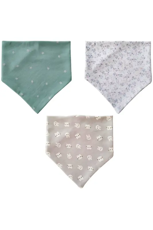 Baby Girl Triangle Scarf Knitted Drool and Feeding Bib 10 Pieces - 5