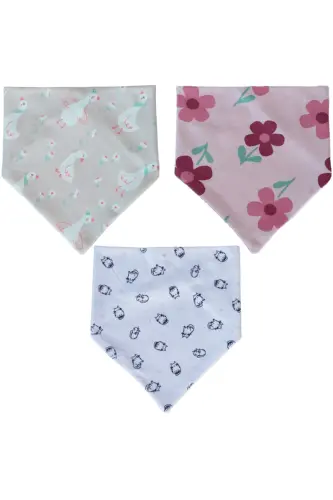 Baby Girl Triangle Scarf Knitted Drool and Feeding Bib 10 Pieces - 1