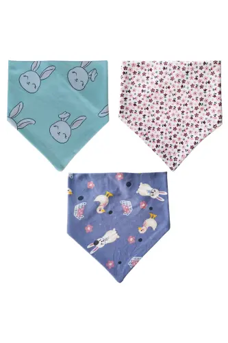 Baby Girl Triangle Scarf Knitted Drool and Feeding Bib 10 Pieces - 5