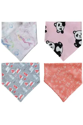 Baby Girl Triangle Scarf Knitted Drool and Feeding Bib 10 Pieces - 6