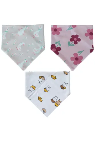 Baby Girl Triangle Scarf Knitted Drool and Feeding Bib 10 Pieces - BABY MINIK (1)