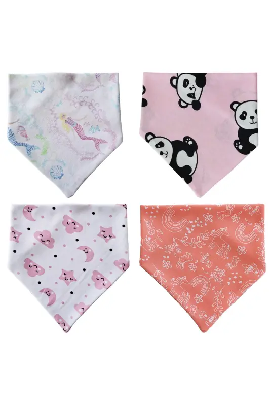 Baby Girl Triangle Scarf Knitted Drool and Feeding Bib 10 Pieces - 4