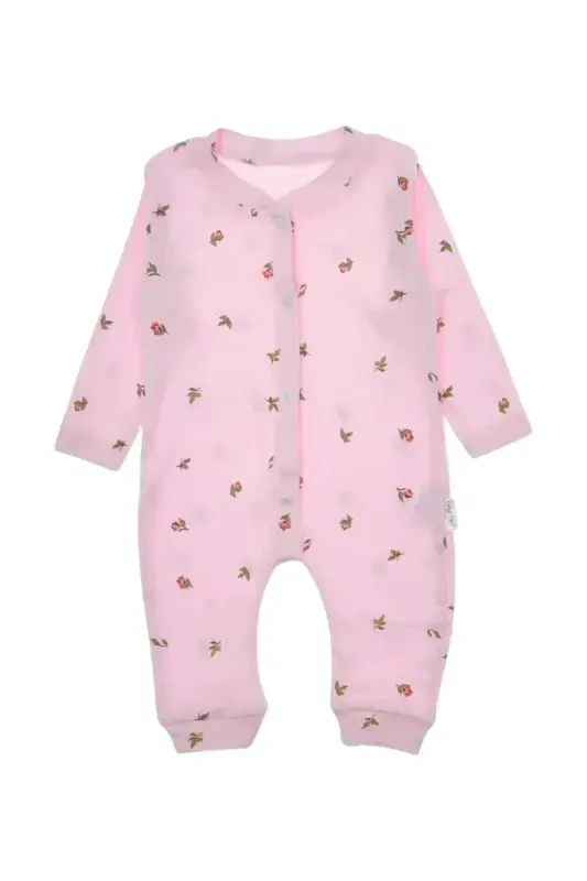 Baby Girl Tulip Print Ribbed Knit Snap-On Newborn Baby Romper 100% Cotton Elastic 1-3-6 Months-DUSTY PINK TULIP - 5