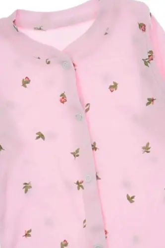 Baby Girl Tulip Print Ribbed Knit Snap-On Newborn Baby Romper 100% Cotton Elastic 1-3-6 Months-DUSTY PINK TULIP - 4