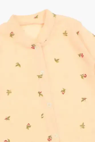 Baby Girl Tulip Print Snap-On Newborn Baby Romper 100% Cotton Flexible 1-3-6 Months-SALMON TULIP - 5