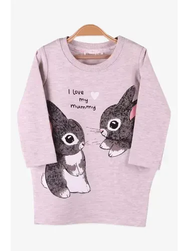Baby Girl Tunic with Rabbit Pattern Beige (1.5-2 Years)-Beige - 3
