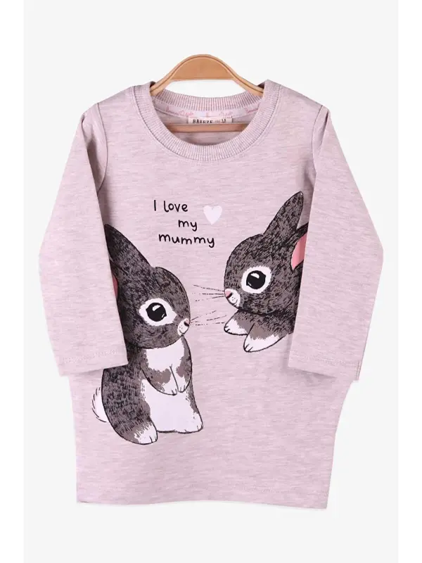 Baby Girl Tunic with Rabbit Pattern Beige (1.5-2 Years)-Beige - 3