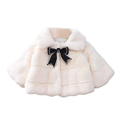 Baby Girl Winter Faux Fur Coat Fuzzy Cute Warm Cape Jacket Cloak Overcoat Thick Outwear Furry Jackets for Kids - 1