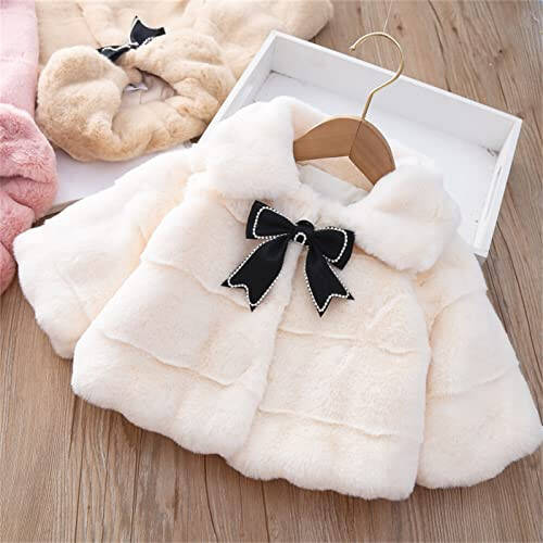 Baby Girl Winter Faux Fur Coat Fuzzy Cute Warm Cape Jacket Cloak Overcoat Thick Outwear Furry Jackets for Kids - 2