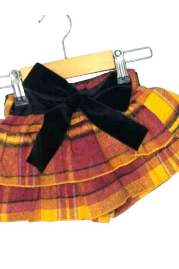 Baby Girl Woven Plaid Belted Shorts Skirt - 2