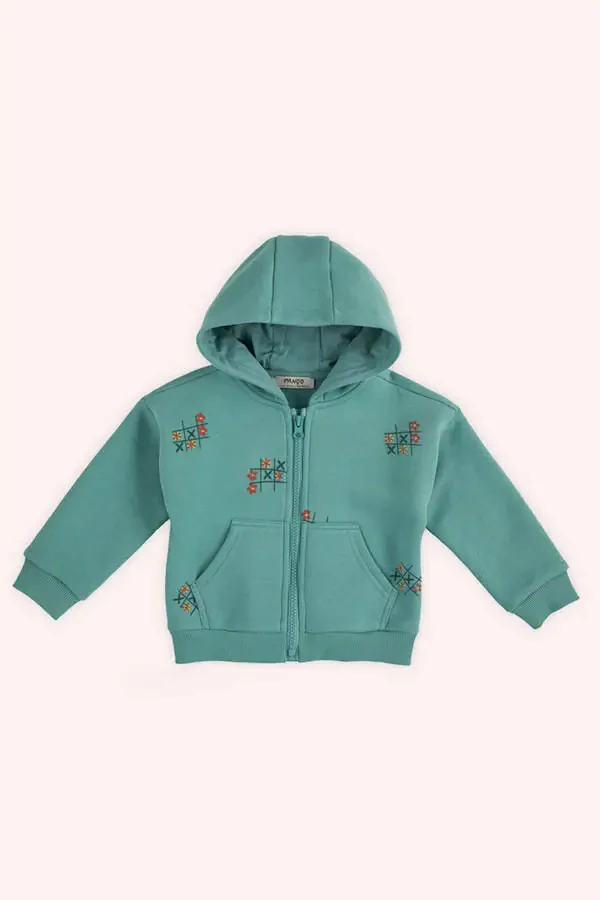 Baby Girl Zip-Up Green Sweatshirt - 1