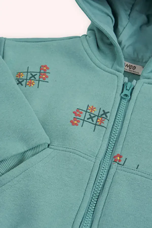 Baby Girl Zip-Up Green Sweatshirt - 3