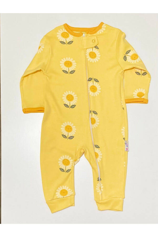 Baby Girl/Boy 100% Cotton Breathable Zippered Bee/Flower Patterned Three-Piece Sleepsuit - 6