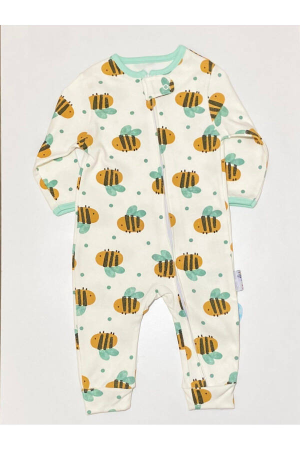 Baby Girl/Boy 100% Cotton Breathable Zippered Bee/Flower Patterned Three-Piece Sleepsuit - 7