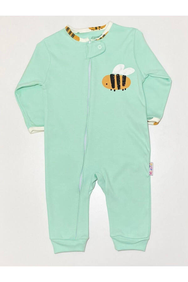 Baby Girl/Boy 100% Cotton Breathable Zippered Bee/Flower Patterned Three-Piece Sleepsuit - 8